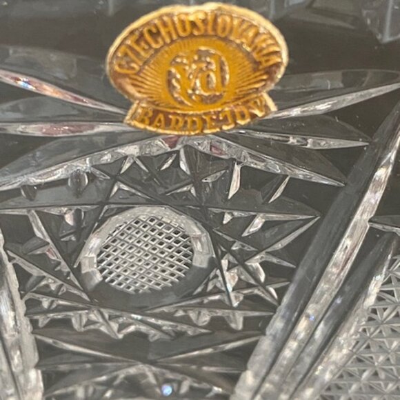 Beautiful Vintage Bardejov Bohemian Queen's Lace Crystal Tapered Candy Dish/Bowl - Picture 3 of 4